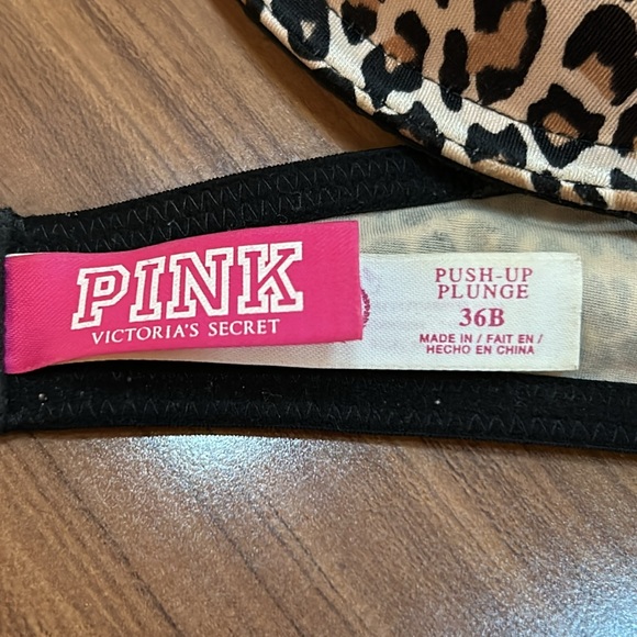 36B Victoria’s Secret PINK push up plunge cheetah leopard padded y2k bra - Picture 2 of 3
